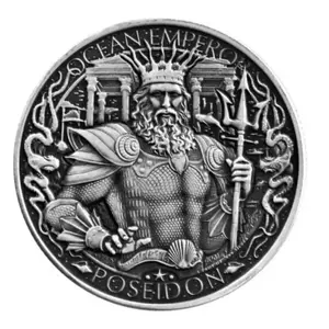 Mason Mint Lost City of Atlantis Poseidon Ocean Emperor 1 oz Antique Silver Round