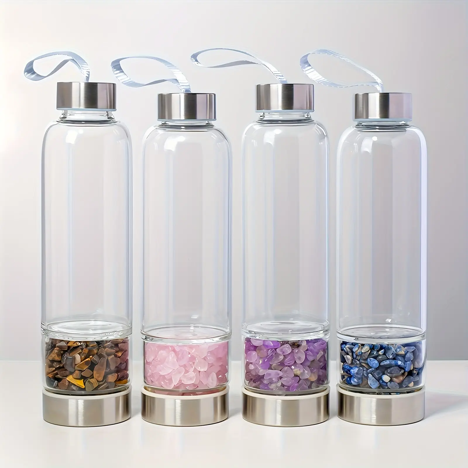 16oz 500ml double wall crushed crystal glass travel mug leakproof insulated lid portable car home water cup ambient display daily drink souvenir gift for halloween christmas valentine teacher appreciation