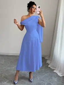 Women's Elegant Chic Sleeveless Dress, Solid Color Woven Fabric Design, All-Season Wearable Fashion, Perfect for Casual & Formal Occasions