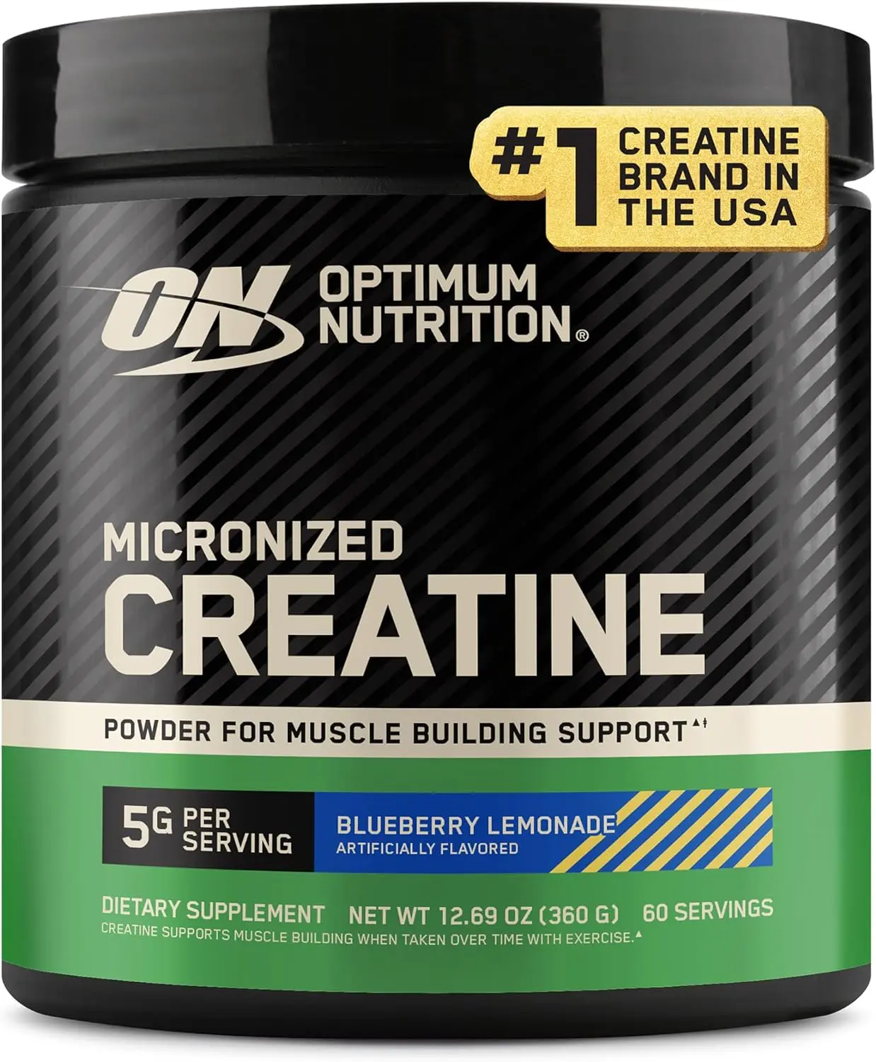 Creatine, Micronized Creatine Monohydrate Powder, Supports Strength & Recovery, Banned Substance Tested, Blueberry Lemonade Flavor, 5g per serving, 60 Servings