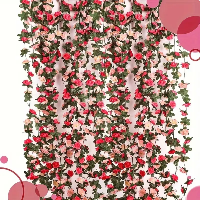 8pcs 8.2ft Flower Garland Rose Vines Artificial Flower Hanging Rose Garland Flores Artificiales Para Decoracion for Wedding Wall Home Arch Party Garden Table Room Decor, Best for Christmas, Perfect for Thanksgiving