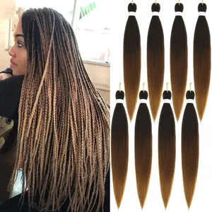 Pre Stretched Braiding Hair 26 inch 1B/30/27 Braiding Hair for Black Women 8Packs Crochet Boho Braiding Hair Extension(26 Inch8packs, 1B/30/27)
