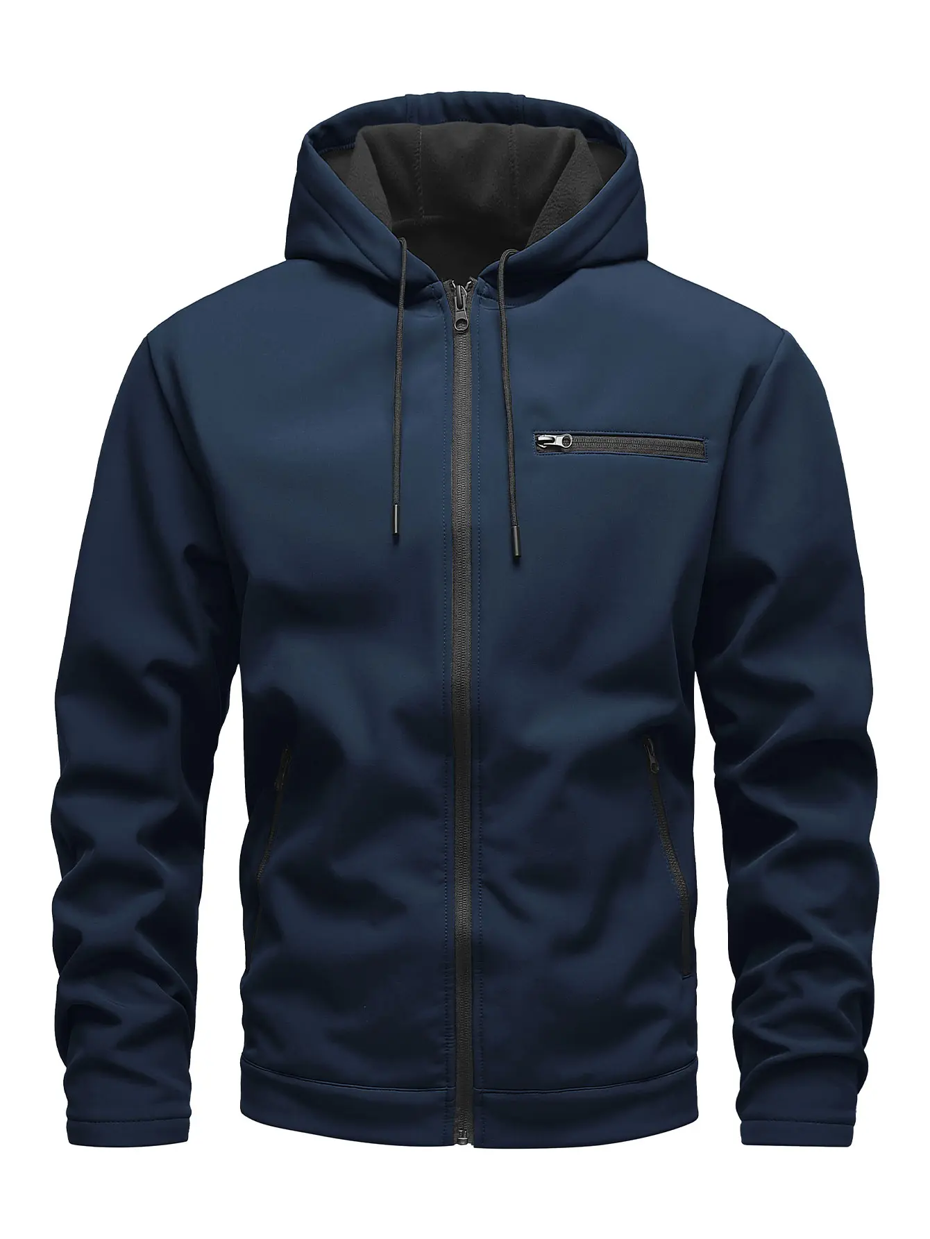 Men's Lightweight Casual Hooded Jacket with Pockets, Elastic Cuffs, Breathable and Comfortable for Sports Outfits Waterproof Windproof Outerwear