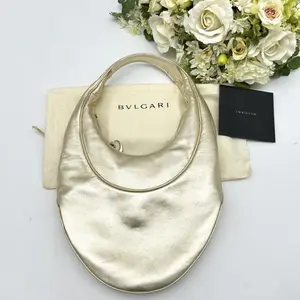 Pre-owned Bvlgari As Shown Shoulder Bags Metallic Leather Crescent Hobo Bag AJ732