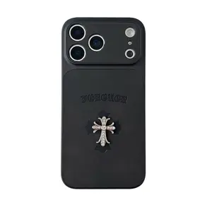 Camera button fully covered, large window, instantly adaptable, suitable for Apple 17 Pro Max phone case, 16 shockproof, 15 Chrome Hearts cross design, 14 orange and black phone protective case, 3D three-dimensional with logo