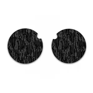 Blackout Bottomland Inspired Camo Car Coasters, Neoprene Cup Inserts Set of Two, Auto Accessories