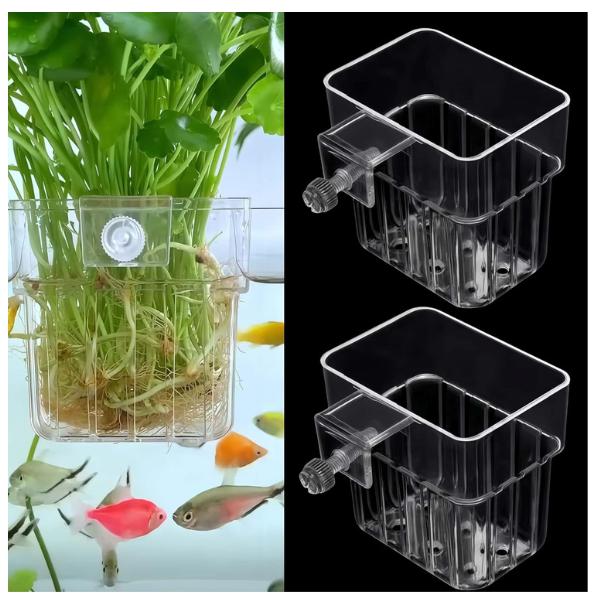 2 Pack Clear Aquarium Plant Holder Top Hanging Fish Tank Plant Holders Fits up to 0.8in Tank Edges