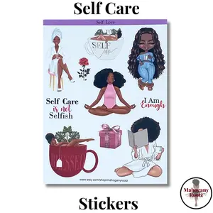 Self Care Stickers|Black Girl Stickers|African American|Planner Stickers|Self Love