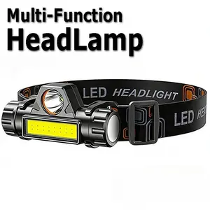 Super Bright Rechargeable Head Lamp, 90° Adjustment and 2 Modes Portable LED Head Lamp Flashlight with Magnetic Attachment, Detachable Headlamp Ideal for Hiking, Running, Repairing, Fishing, Cycling Outdoor Work Tool