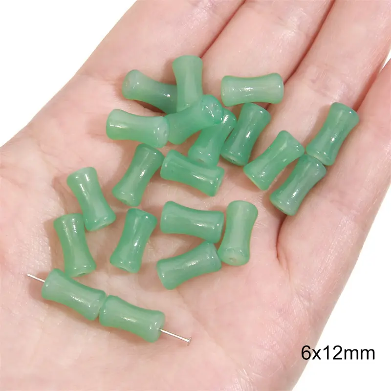 Jelly bamboo beads 6x12mm, green