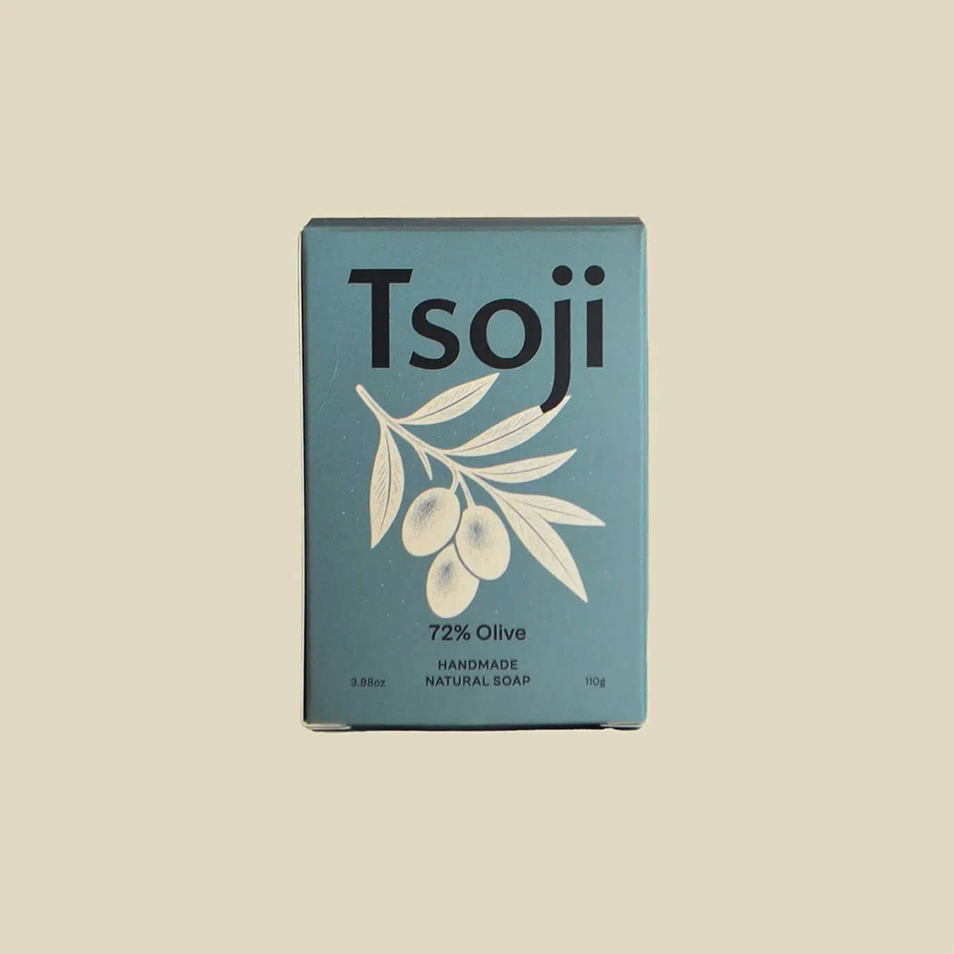 Tsoji 72% Olive Face & Body Cleanser 3.88oz - Non Toxic, No Chemicals - Gentle Moisture & Nourishing Formula - Handcrafted Natural Soap with Olive & Coconut Oils - Great for Sensitive Skin, Daily Use, Herbal Scent