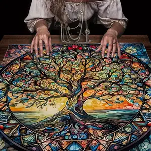 1 piece 2D flat Tarot card tablecloth (only the tablecloth), exquisite pattern divination tablecloth, suitable for meditation, social games, home decoration and outdoor festival activities, Picnic Table Cover