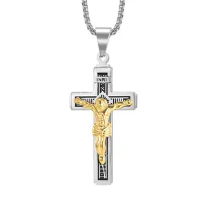 Multicolor Jesus portrait cross pendant necklace guardian gift couple hiphop party jewelry y2k