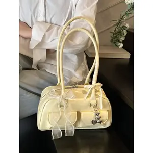 Niche Bowling Bag for Women, Cute Girl Handbag Shoulder Bag, Elegant Bags, Multi-pocket Pillow Bag, Versatile Commuting Large Capacity and Durable Casual Shoulder Bag, Suitable for Students, Office Workers, Shopping, Dating, Travel, Etc.
