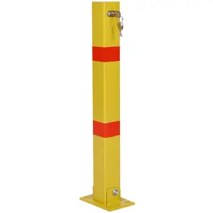 Hdmw Parking bollard,pole barrier with lock ,car parking protection posts,home garage street decor ,parking barrier Square yellow