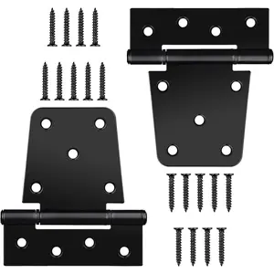 3.5 Inch Heavy Duty Gate Hinges 2 Pack Black Iron Extra Thick T Door Hinges, Gate Hardware Kit with Screws Included for Indoor Outdoor Shed Wooden Fences Vinyl Fence Barn Door Garage