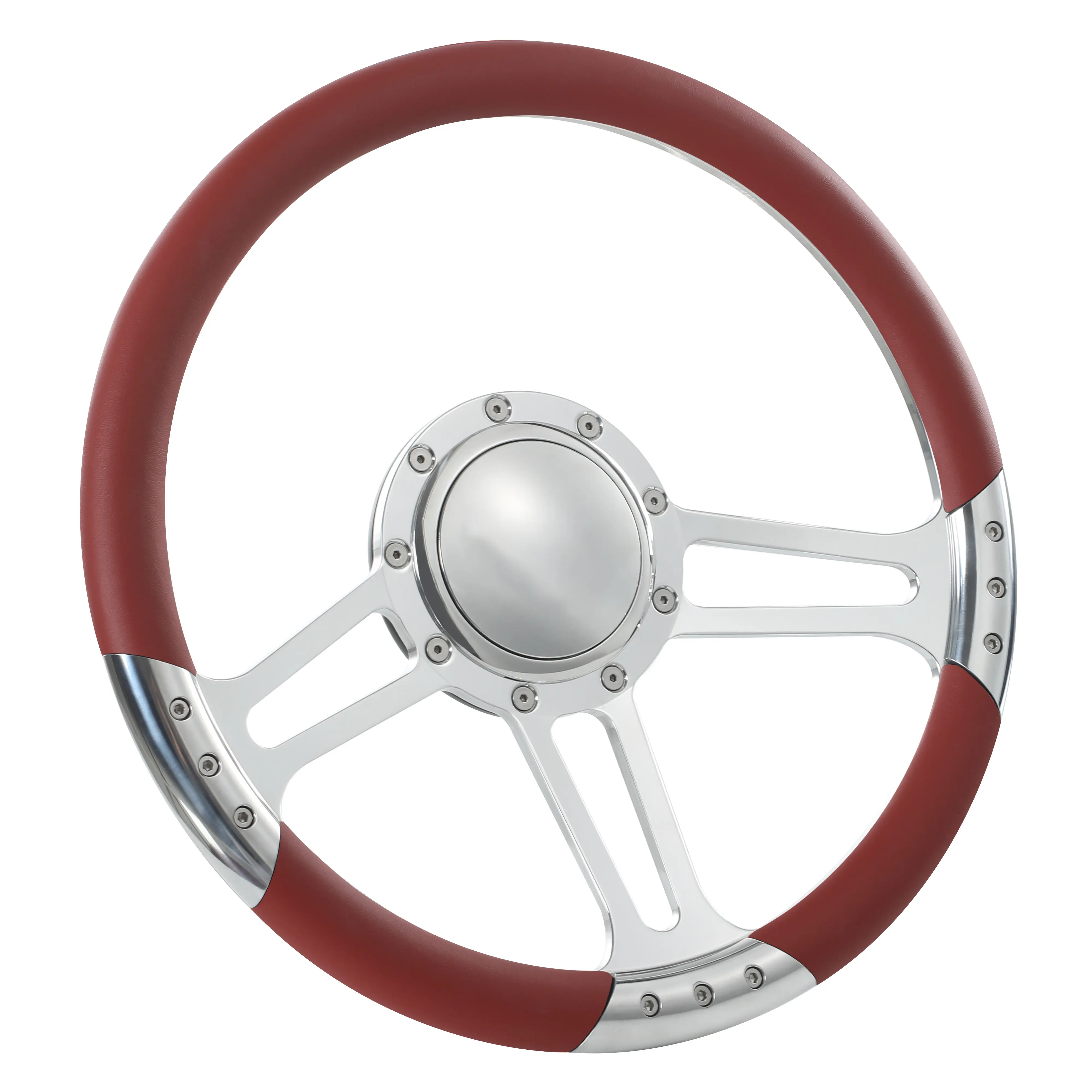 14" Aftermarket Aluminum Billet Half-Wrap Steering Wheel, Machined Piece with Mirror Polish, Wide Choice for GMC Trucks, Blazer, El Camino, Jimmy