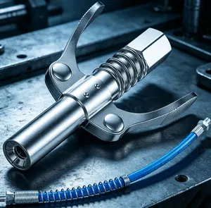 12,000 PSI High Pressure Grease Gun Coupler – Quick Lock, Flexible 12” Hose, Universal 1/8" NPT for All Machinery & Equipment