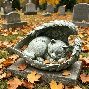 Resin Waterfall Design Weatherproof Outdoor Pet Tombstone, Handcrafted Carving, Memorial Gift for Dog Cemetery or Garden, Decorative Tribute Plaque