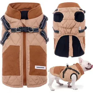 Warm Winter Dog Coat with Built In Harness Fleece Lined Windproof Jacket for Small Medium Dogs Outdoor Walking