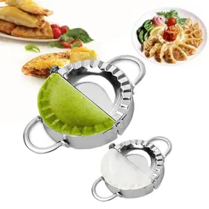 2pc Heavy-Duty Stainless Steel Dumpling Maker with Pressure Seal & Cut Mold - Multi-Purpose Pie & Ravioli Press for Homemade Dumplings, Puff Pastry, Samosas - Easy-to-Use Kitchen Gadget for Home & Picnics