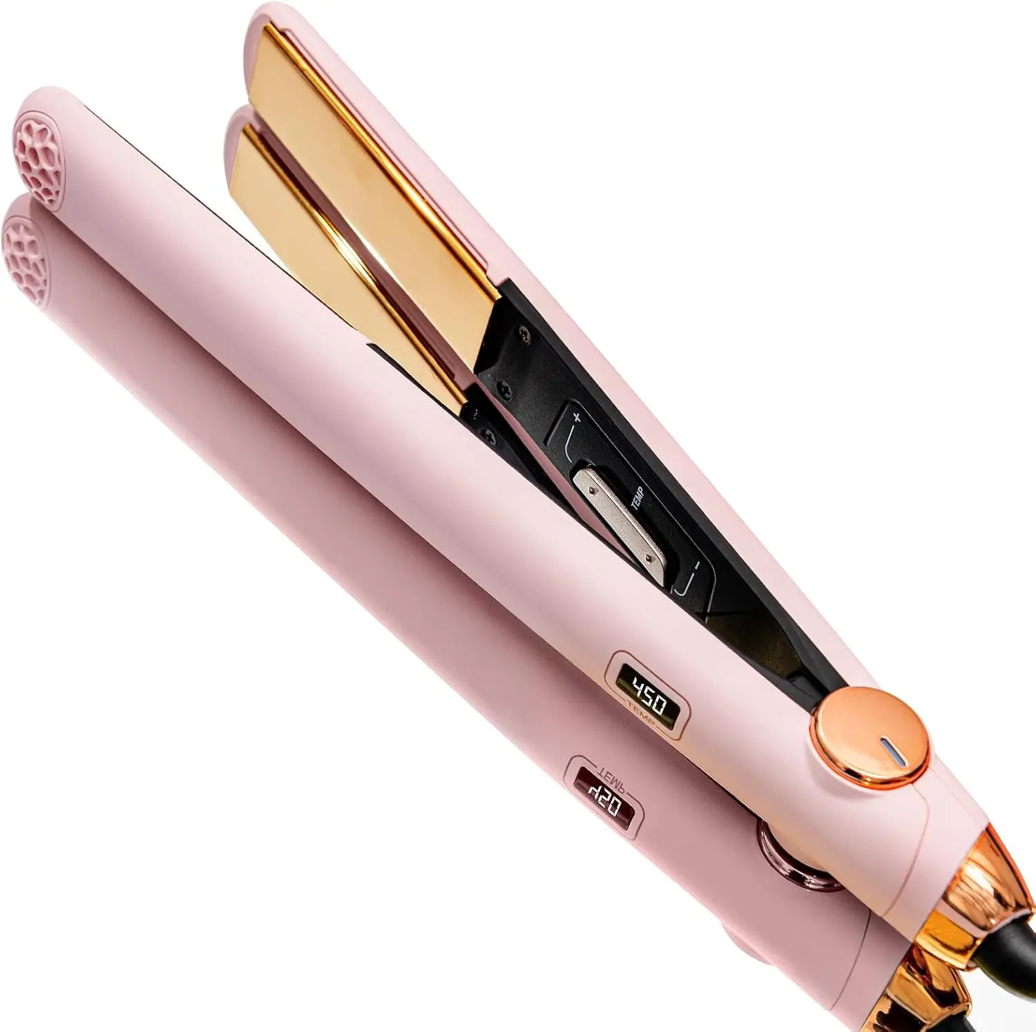 TYMO Flat Iron Hair Straightener and Curler 2 in 1 with 10s Fast Heating, 1 Inch Professional Titanium Straightening Curling Iron with 32 Adjustable Temp and Automatic Shut Off, Light Pink