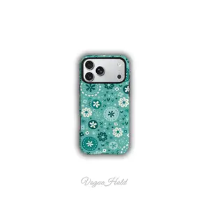 1PC Boho Teal Floral Phone Case for iPhone 17 16 15 14 13 12 11 Pro Max XS Max 8 7 Plus | iphone 17 phone case | iphone 13 phone case , MagSafe Compatible Tough Shockproof Anti-Yellow Glossy Cover