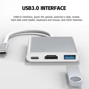 USB C to 4K HDMI Adapter, 1 Count Multiport Digital AV Converter, with Fast Charging Port & USB 3.0 Port, Suitable for MacBook Pro/air, iPad Pro/air, iPhone 15, Tablets, Switch & More USB-C Devices
