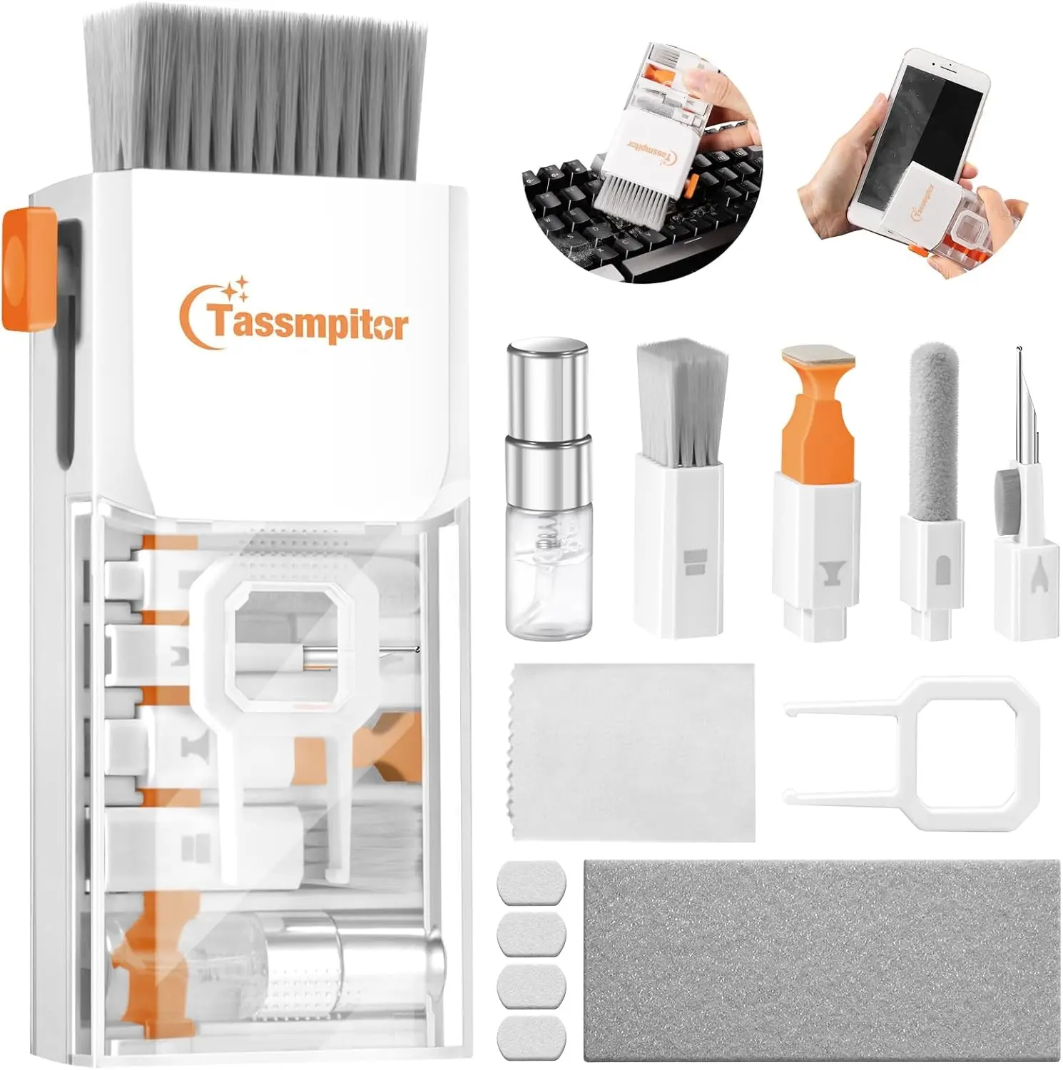 Keyboard Cleaner Laptop Cleaning Kit, All-In-One Keyboard Cleaning Kit, Laptop Cleaner Tool for Macbook Ipad Iphone Computer, Portable Electronics Brush Tool for Tablet PC Camera Lens Earbuds Monitor