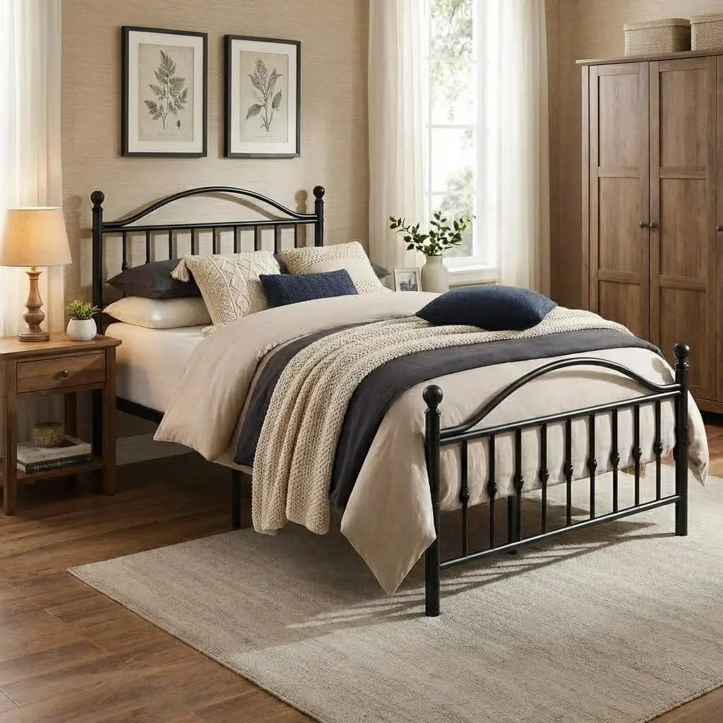 Garvee Twin Bed Frame - Heavy-Duty Reinforced Steel Platform Bed Frame with Solid Slats, Modern Bedroom Furniture for Apartment, Silent Noise-Free Support, Fits 75×39in Mattress, Black Foundation, Easy Setup, No Headboard & Box Spring Needed, Stable, Asse