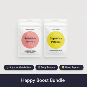 Kind Patches Happy Boost Bundle, Berberine, Metabolism, Mood Support, Natural Ingredient, Vegan