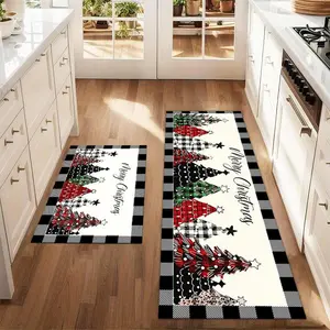 Christmas Tree & Easter Pattern Floor Mat, 2 Counts/set Non-slip Washable Kitchen Mat, Household Floor Carpet for Home Kitchen Living Room Bedroom