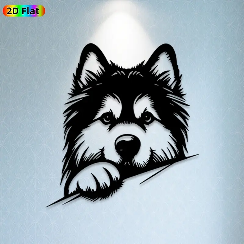 1pc Husky Metal Wall Art,Husky Statue Mural, Ideal Gift for New Year, Christmas, Pet Decor Enthusiasts, Weather-Resistant Metal Wall Decor Wall Sculptures, Perfect for Home Wall & Garden Fence Husky Lovers