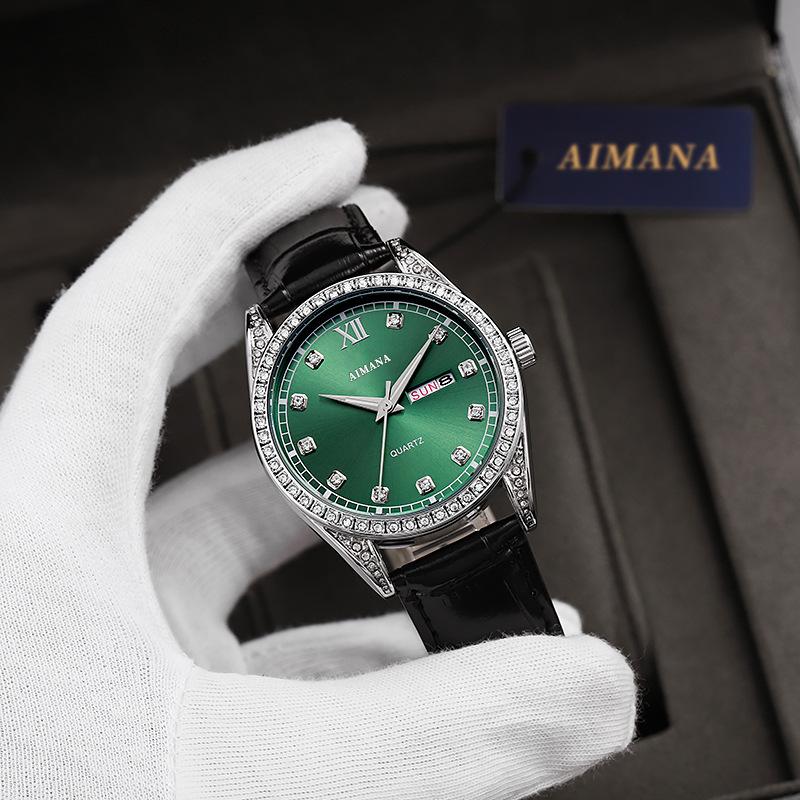 Swiss Luxury Men's Watch - Log Series Diamond Dial Luminous Quartz Wristwatch, Waterproof Business Classic