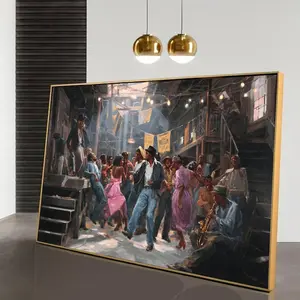 Vintage Jazz Dance Party Canvas, Harlem Nightclub Scene Wall Art, Retro Music Celebration Canvas, African American Culture Artwork, Home