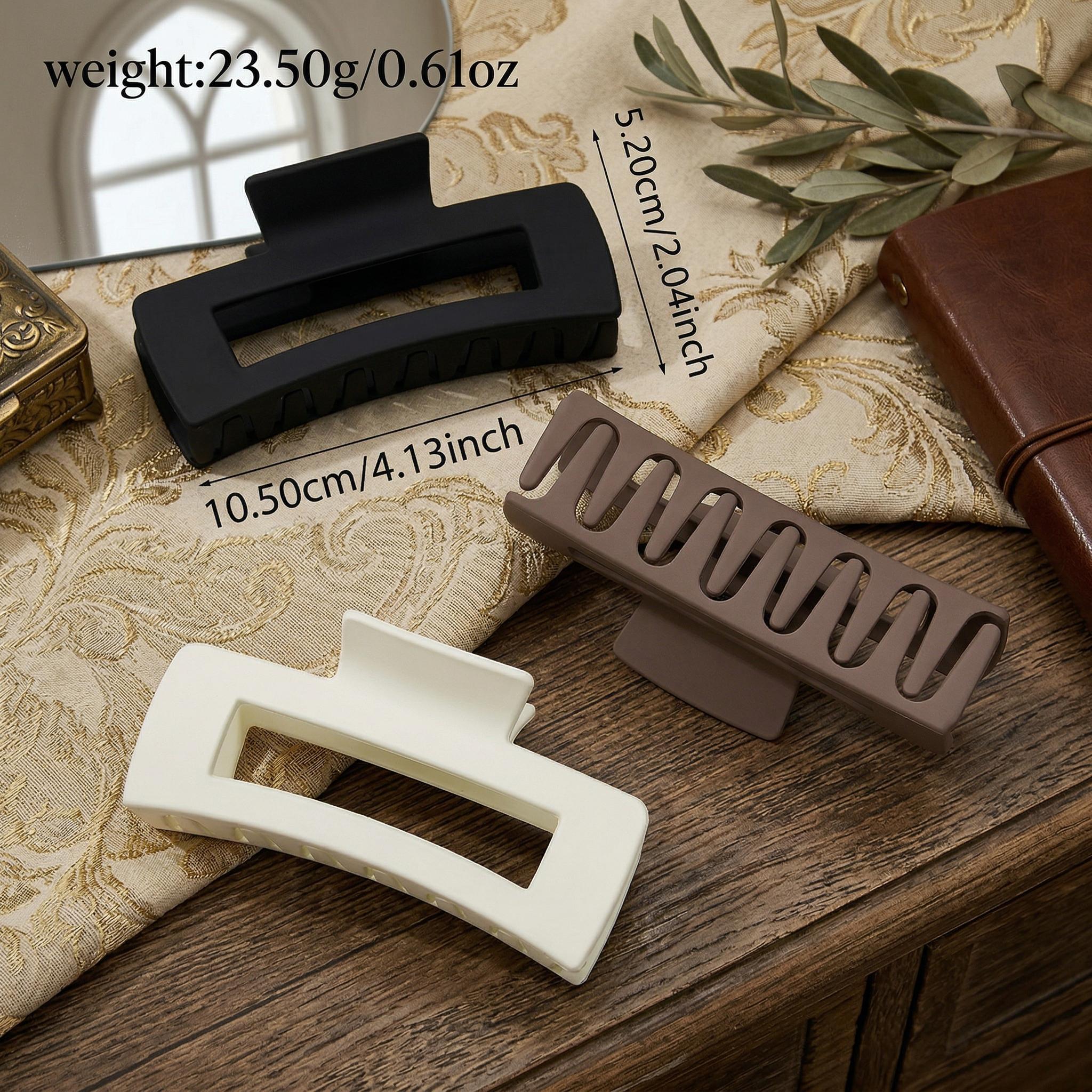 Fashion 4Pcs Women's Solid Color Large Square Hair Claws Sturdy Clips for Thick Hair with Secure Hold Elegant Durable Design for Party and Daily Use 10.50cm/4.13inch