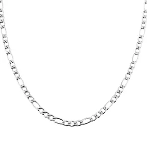 HZMAN Silver Figaro Chain Men Women Stainless Steel Necklace Fashion Cool Accessories