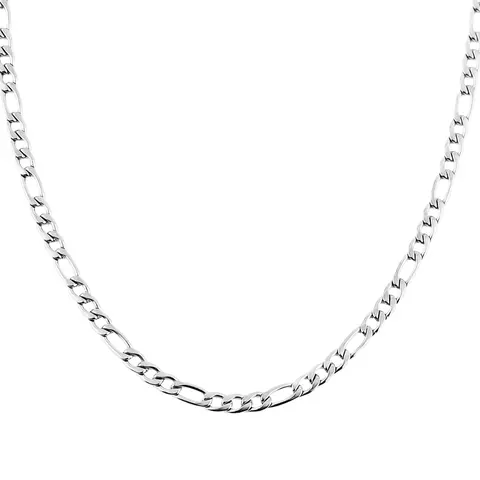 HZMAN Silver Figaro Chain Men Women Stainless Steel Necklace Fashion Cool Accessories