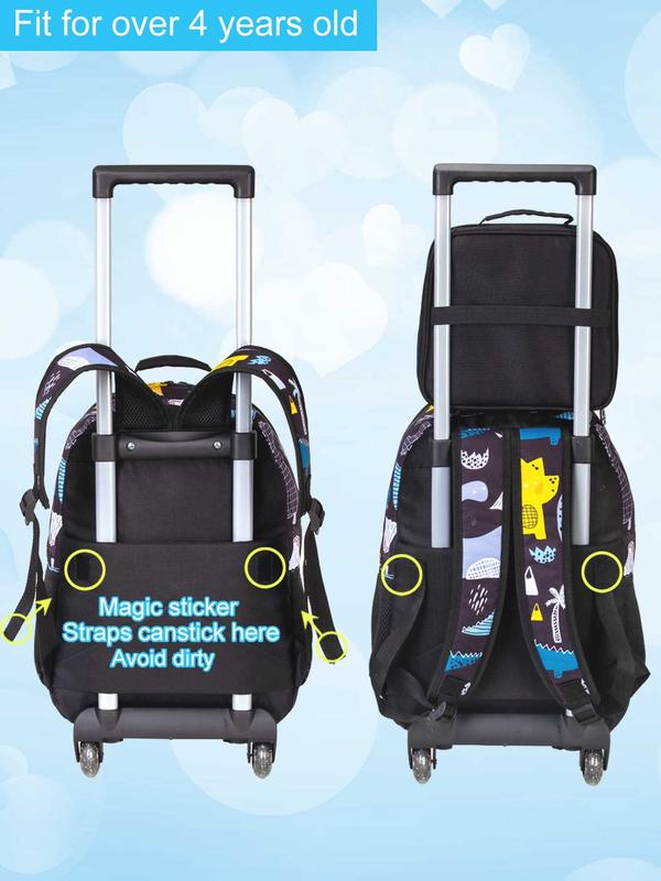 3PCS Kids Rolling Backpack, Roller Wheels Boys Bookbag - Wheeled Suitcase Elementary School Bag - Dinosaur 3PCS Kids Rolling Backpack, Roller Wheels Boys Bookbag - Wheeled Suitcase Elementary School Bag - Dinosaur