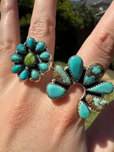 Premium Turquoise Cluster Adjustable Ring