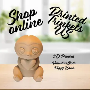 3D Printed Valentine Sloth Piggy Bank Decor Ornaments