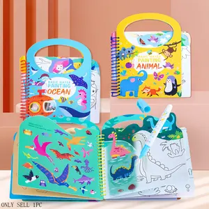 Cartoon Pattern Water Painting Book, 1 Set Reusable Water Painting Book, Educational Learning Book for Boys & Girls, Watercolor Paint Book