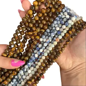 High Quality Crystal Round Beads | Tigers eye, Sodalite, Amazonite