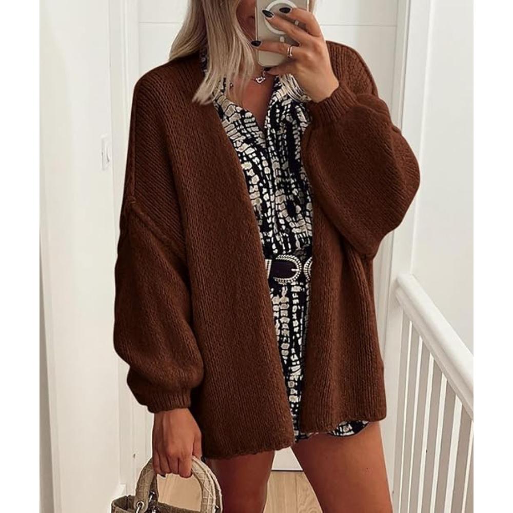 PRETTYGARDEN Womens Oversized Cardigan Sweaters Fall Long Lantern Sleeve Knit Open Front Lightweight