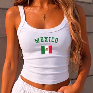 Mexico Spaghetti Strap Tank Top, Mexico Football Gameday Outfit, Mexican Flag Soccer Shirt, Y2K Sporty Aesthetic Mexican Girl Cancun Tee