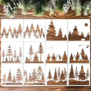 Forest Large Painting Stencils - 12 count Mountain Tree Stencil Set for , Fabric, Crafts &