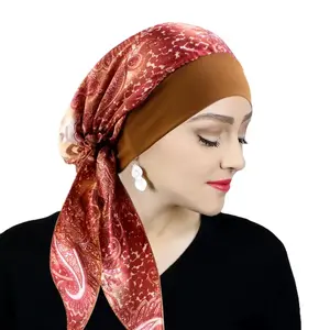 Silky Chemo Head Scarf for Women - 4 Pack Soft Turbans & Beanie Cap- Versatile Cancer Covering Wrap  - Cold Wash Friendly - Stylish & Comfortable Headscarf Floral Pattern Shawl