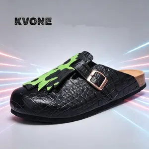 KVONE Men’s summer shoes—fashionable casual Unisex Clogs with two colors, easy to mix and match，Two color matching at will-Give away decorative accessories