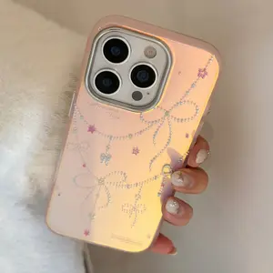 Gilded Princess Pink Laser Bow iPhone 17 Pro Max/iPhone 17 Pro/iPhone 17/iPhone 16 Pro Max/iPhone 16 Pro/iPhone 16/iPhone 15 Pro Max/iPhone 15 Pro/iPhone 15 Pink Bow Adorable Premium Protective Phone Case Casing