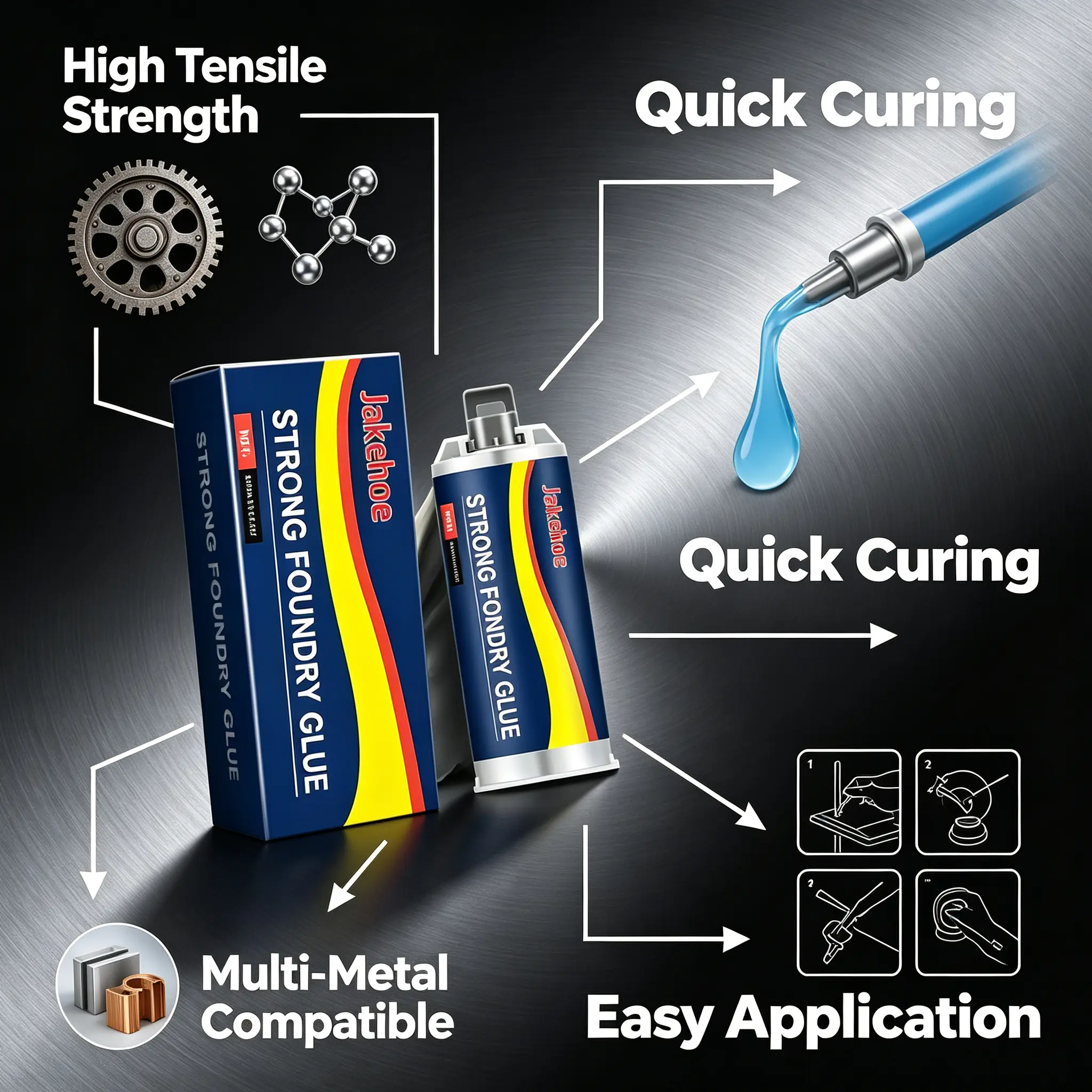 Semi-Solid AB Industrial Repair Glue, High Temp Resistant Liquid Metal Welding Filler, Reinforced Casting Repair Glue, Metal Repair Adhesive to Solve Metal Cast Crack, Hole, Leak and Defect Problems